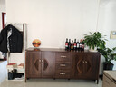 求柯新中式實(shí)木餐邊柜一體靠墻柜子客廳酒柜茶水柜廚房收納儲物柜 曬單實(shí)拍圖