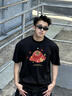 PNJ夏季短袖t恤男女款潮流星蘋(píng)果純棉寬松趣味過(guò)年新年情侶衣服 黑色 L 建議125-145斤 曬單實(shí)拍圖
