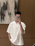 MEDE肌理感V領(lǐng)短袖T恤男士夏季冰絲薄款高街潮牌純色半袖 黑色 2XL 曬單實(shí)拍圖