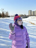 牧萌兒童滑雪手套冬季戶(hù)外保暖防風(fēng)寒男童小孩加絨玩雪手套 紫色熊 曬單實(shí)拍圖