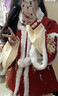 巷詹原創(chuàng  )【玉兔迎春】明制漢服女加絨方領(lǐng)半臂刺繡馬面裙拜年服冬 米色上襖+紅色里衣+紅色漸變馬 M 曬單實(shí)拍圖