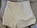 糖力【商場(chǎng)同款】冬季新款羊毛毛絨休閑褲女高腰闊腿短褲靴褲 米白色 常規 S 曬單實(shí)拍圖