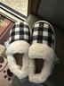 樸西月子鞋女款棉鞋室內家居女士棉拖鞋包跟保暖冬季毛絨拖鞋女情侶款 黑白格 45 【44-45】 曬單實(shí)拍圖