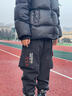 安踏兒童加絨褲子男大童新年26春季加厚保暖潮流保暖工裝褲352618504 基礎黑-1 130 曬單實(shí)拍圖