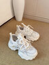 卓詩(shī)尼厚底老爹鞋女2026春季新款透氣水鉆時(shí)尚百搭增高小個(gè)子運動(dòng)休閑鞋 銀灰色【6.5CM厚底增高】 37 曬單實(shí)拍圖