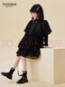 淘町女童秋季新款套裝中大童黑天鵝洋氣香風(fēng)外套連衣裙兩件套 曬單實(shí)拍圖