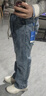 真維斯牛仔褲男秋冬季新款寬松直筒痞帥男生闊腿時(shí)尚百搭潮牌復古休閑褲 9851深藍色 加絨 XL 【體重130-150斤】 曬單實(shí)拍圖