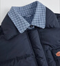 闊色假兩件襯衫拼接羽絨服翻領(lǐng)外套2025秋冬季新款女休閑格子上衣 藏藍色 M 曬單實(shí)拍圖