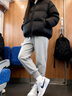 回力加絨褲子女2025新款秋冬運動(dòng)防風(fēng)羊羔絨束腳褲大碼胖mm直筒休閑褲 曬單實(shí)拍圖