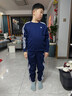 特步（XTEP）兒童童裝復古學(xué)院風(fēng)密熱絨撞色織帶針織保暖套裝 深奧藍 140cm 曬單實(shí)拍圖