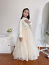 小咔衣濃（Xiaokayinong）女童禮服生日宴高端小主持人長(cháng)袖花童婚紗兒童鋼琴演奏演出服冬季 香檳色3929長(cháng)袖長(cháng)款連衣裙（加絨） 130 曬單實(shí)拍圖