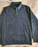 花花公子爸爸毛衣加絨加厚一體絨中老年男士冬裝假兩件翻領(lǐng)針織打底衫 豆綠 XL 曬單實(shí)拍圖