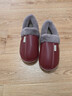 阿芙諾蒂老人防滑媽媽棉鞋女冬季保暖居家防水皮面棉拖鞋包跟男 酒紅40-41 曬單實(shí)拍圖