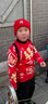 唐獅（TonLion）兒童加厚毛衣國風(fēng)福字上衣冬季馬年男女童喜慶拜年服 紅色 150 曬單實(shí)拍圖