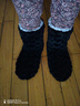 襪套暖腳毛絨腳套保暖睡覺(jué)護腳冬天季睡襪加厚男女地板襪加絨中筒 黑色愛(ài)心 3840碼 曬單實(shí)拍圖