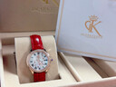DK滿(mǎn)天星女士手表女小棕表520情人節新年生日禮物石英表送女友老婆 星語(yǔ)漫辰-順圣紅皮帶 30mm 曬單實(shí)拍圖