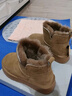 奧康（Aokang）牛皮羊毛加絨保暖套腳舒適毛毛雪地靴駝色37碼 曬單實(shí)拍圖