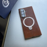 ENBANDA適用于三星w26手機殼全包防摔W25旋轉支架保護殼zfold7真皮殼膜一體w24高級男女磁吸支點(diǎn)殼 防窺【典雅棕】殼膜一體｜旋轉支架｜鉸鏈全包 三星Galaxy W26 曬單實(shí)拍圖
