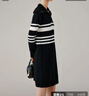 衣香麗影條紋翻領(lǐng)連衣裙春秋簡(jiǎn)約優(yōu)雅羊毛裙子 黑底條 M 曬單實(shí)拍圖