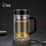 希諾（heenoor）雙層玻璃杯帶把手高檔泡茶杯子男家用辦公透明水杯XN-6723 450mL 曬單實(shí)拍圖