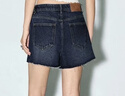 UR夏季新款女裝復古休閑洗水百搭藍色牛仔短褲UYY850099 藍色 27 曬單實(shí)拍圖