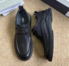 百麗通勤商務(wù)皮鞋2025男牛皮褶皺增高休閑鞋A1373AM4 黑色2  41 曬單實(shí)拍圖