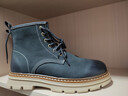 百思圖冬商場(chǎng)新款加絨保暖工裝馬丁靴復古大黃靴男短靴WF518DD5 黃棕色 40 曬單實(shí)拍圖