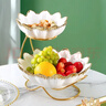 言則 歐式陶瓷雙層多層水果盤(pán)高檔客廳家用精美創(chuàng  )意輕奢風(fēng)零食盤(pán)拼盤(pán) 白金花型雙層果盤(pán) 曬單實(shí)拍圖