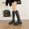 卓詩(shī)尼2026秋冬季新款巨好看靴子長(cháng)筒靴女加絨修飾腿型顯瘦騎士靴 黑色【單里四季款5.5cm厚底】 37 曬單實(shí)拍圖
