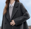 百圖（betu）女裝秋季新款毛呢外套中長(cháng)款羊毛62.2%雙面呢大衣女2509T11 深灰 M 曬單實(shí)拍圖