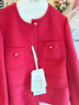 三只小山羊甜美百搭小香風(fēng)外套女 小個(gè)子短款100純羊絨 春季 女士短外套 唐釉紅 M 曬單實(shí)拍圖