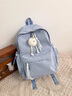 viney簡(jiǎn)約初中高中書(shū)包大學(xué)生雙肩包女大容量背包高顏值戶(hù)外出游旅行包 藍色+可愛(ài)掛件 時(shí)尚輕便通勤減負休閑輕奢電腦包 曬單實(shí)拍圖