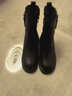 百田森頭層牛皮羊毛靴女皮毛一體雪地靴冬季加絨厚底短靴子 黑色 38  曬單實(shí)拍圖