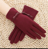 恒源祥純羊毛手套女秋冬薄款時(shí)尚韓版防寒保暖騎行戶(hù)外觸屏春冬季手套 酒紅色 均碼 曬單實(shí)拍圖