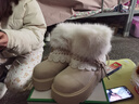 啄木鳥(niǎo)保暖毛毛厚底雪地靴女款2025新款冬季增高短靴加絨加厚東北大棉鞋 米白色 39 (245mm) 曬單實(shí)拍圖