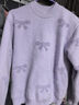 多妙屋女童毛衣秋冬加絨厚大兒童針織打底衫青少年毛線(xiàn)衣H080香芋紫160 曬單實(shí)拍圖