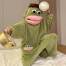 倩升網(wǎng)紅風(fēng)大嘴怪連體睡衣女款春秋冬季珊瑚絨可愛(ài)搞怪抽象家居服套裝 2638 綠色大嘴怪 無(wú)鞋款 M 曬單實(shí)拍圖