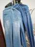 以純（YISHion）秋季牛仔褲男士2025新款潮牌寬松直筒彈力耐磨勞保休閑長(cháng)褲子男 磨白藍+淺藍色[2條裝] 36 建議160-175斤 曬單實(shí)拍圖