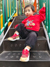 安踏（ANTA）兒童跑鞋男女?huà)胪?6新年紅色寶寶學(xué)步鞋魔術(shù)貼柔軟防滑鞋子 【男寶新年色】經(jīng)典紅/金屬金-1 26 鞋內長(cháng)16cm 曬單實(shí)拍圖