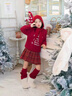 McTicco女童過(guò)年衣服超好看紅色毛衣裙子套裝兒童新年戰袍巨 4539紅格子半身裙 140 140cm 曬單實(shí)拍圖