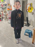 羅蒙男童新中式西裝外套唐裝中國風(fēng)中山裝套裝兒童西服演出服 黑色130 曬單實(shí)拍圖