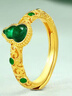 詩(shī)普琳黃金戒指古法足金鎏彩工藝墨綠色琺瑯葫蘆福祿國風(fēng)時(shí)尚 新年禮物 約4.49g（滿(mǎn)綠） 曬單實(shí)拍圖