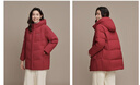 波司登25羽絨服女士冬90絨加厚連帽中長(cháng)款休閑新年紅百搭外套 曬單實(shí)拍圖