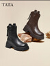 他她（TATA）25冬商場(chǎng)同款百搭時(shí)裝靴女短靴CE401DZ5 黑色（絨里） 36 曬單實(shí)拍圖
