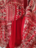 尚都比拉春秋中長(cháng)款印花紅色連衣裙氣質(zhì)女神范顯瘦度假裙子 紅花 L  曬單實(shí)拍圖