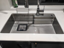 九牧（JOMOO）廚房水槽大單槽洗菜盆一體盆304不銹鋼納米洗碗槽瀑布魔法師水槽 【納米灰升級壓紋】收納水槽78*48-含龍頭 曬單實(shí)拍圖