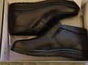 蜘蛛王棉鞋男冬季商務(wù)休閑羊毛保暖皮鞋套腳中老年爸爸棉靴 黑色 41  曬單實(shí)拍圖