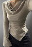 妙奕嘉長(cháng)袖t恤女緊身辣妹上衣一字肩春秋季新款內搭打底衫可外穿純欲風(fēng) 蕩領(lǐng)長(cháng)袖T恤【燕麥色】 L 【建議100-115斤】 曬單實(shí)拍圖
