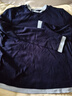 逸陽(yáng)假兩件T恤女春秋新款修身正肩顯瘦圓領(lǐng)撞色內搭打底衫上衣 藏青色 2XL 曬單實(shí)拍圖
