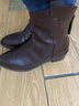 他她（TATA）女鞋靴子秋冬時(shí)裝靴粗跟復古西部靴彈力短靴 啡色 37 曬單實(shí)拍圖